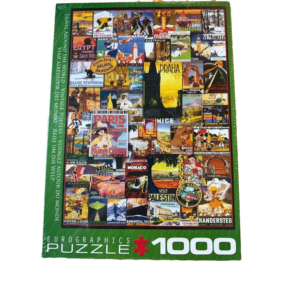 NEW EuroGraphics‎ Travel The World Vintage Posters Jigsaw Puzzle 1000 Pc Sealed